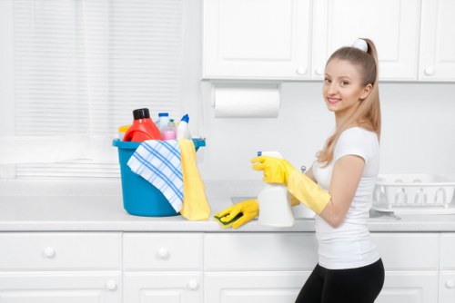 Routine carpet maintenance and vacuuming on a clean floor